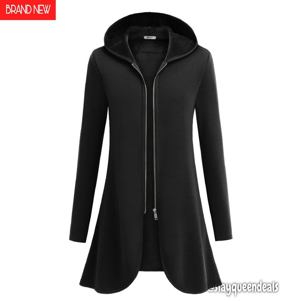 Oversized Fleece Zip Hoodie Tunic Coat With Pockets Women's Fall Winter